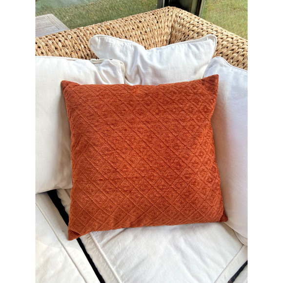 Square Rust Colored Fall Throw Pillows, 18" x 18", Set of 2 - Picture 2 of 3